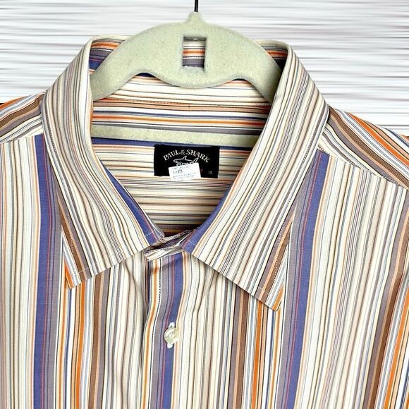 Paul & Shark Yachting Casual Shirt Button Up Cotton Striped Long Sleeves XL - Picture 7 of 11